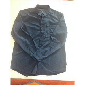 Swiss Tech Mens Button Up Shirt L Long Sleeve Blue Peak Stretch Zip Pocket
